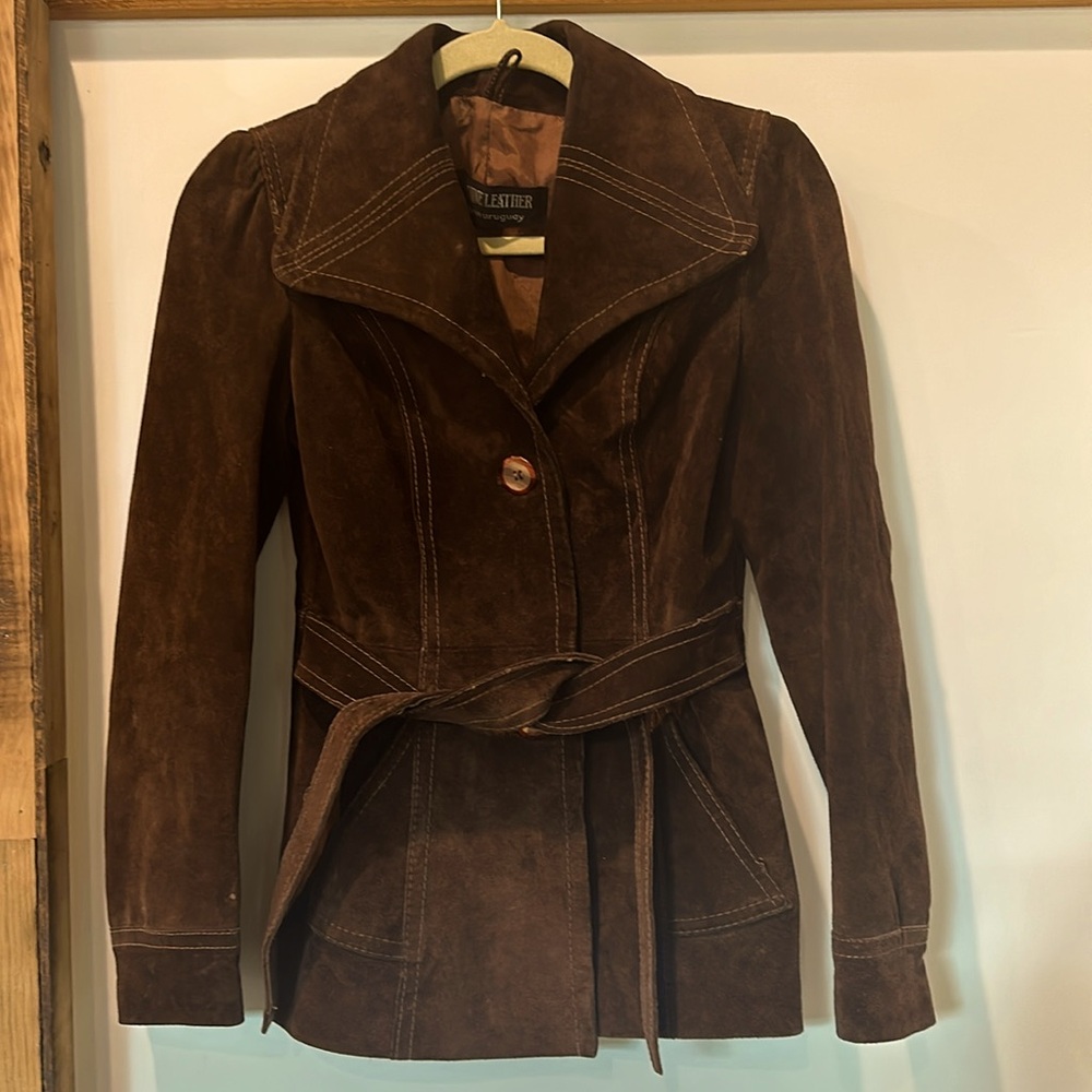 Vintage brown leather suede jacket size 7/8